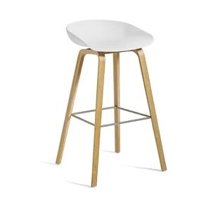 HAY AAS 32 Barstol High SH: 75 cm - Soaped Oak Veneer/White/Footrest Stainless Steel