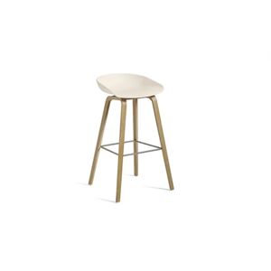 HAY AAS32 Barstol High SH: 74 cm - Soaped Oak Veneer / Cream White / Footrest Stainless Steel