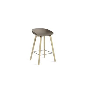 HAY AAS32 Barstol Low SH: 65 cm - Soaped Oak Veneer / Khaki / Footrest Stainless Steel