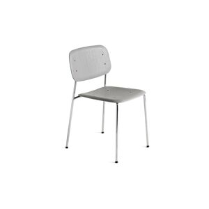 HAY Soft Edge 40 Chair w. Standard Gliders SH: 47,5 cm - Chromed Steel/Soft Grey Lacquered Oak