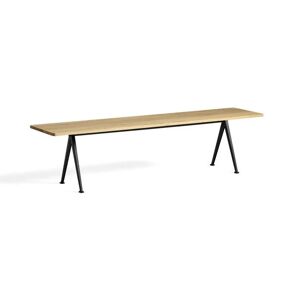 HAY Pyramid Bench 12 L: 190 cm - Black Steel Base/Clear Lacquered Oak