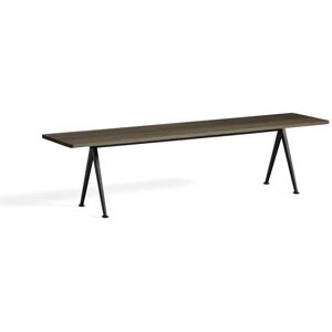 HAY Pyramid Bench 12 L: 190 cm - Black Steel Base/Smoked Oiled Oak