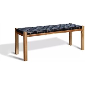 Encoded Bænk L: 120 cm - Teak / Sort Læder