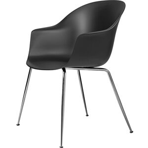 GUBI Bat Dining Chair Conic Base - Black chrome base/Black