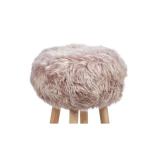 Natures Collection Stool with New Zealand Sheepskin H: 48 cm - Natural/Linen
