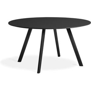 HAY CPH 25 Round Table Ø: 140 cm - Black Lacquered Solid Oak/Black Linoleum