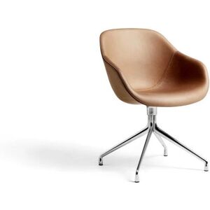 HAY AAC121 About a Chair Spisebordsstol Polstret SH: 47,5 cm - Polished Aluminium/Sense Cognac