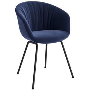 HAY AAC27 Soft About a Chair Spisebordsstol Fuldpolstret m. Armlæn SH: 46 cm - Black Powder Coated Steel/Lola Navy