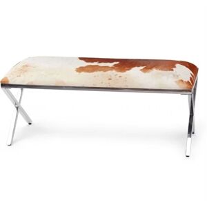 Natures Collection Bench of Cow Hide 110x45cm - Brown White