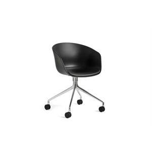 HAY AAC 24 About A Chair SH: 46 cm - Polished Aluminium/Black/Sierra SI1001 Fixed Seat Cushion