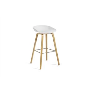 HAY AAS32 Barstol High SH: 74 cm - Lacquered Oak Veneer / White / Footrest Stainless Steel