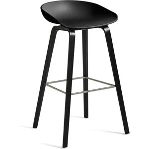 HAY AAS32 Barstol High SH: 74 cm - Black Stained Oak Veneer / Black / Footrest Stainless Steel