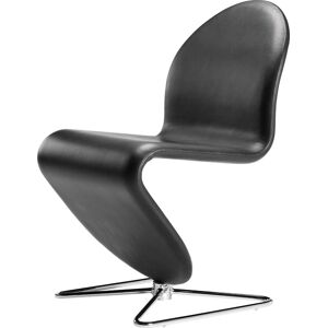 Verpan System 1-2-3 Dining Chair Standard SH: 47 cm - Sørensen Dunes Black Leather/Butterfly Aluminium