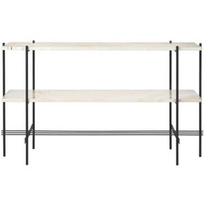 GUBI TS Console 2 Racks 120x30x72 cm - Black Base/Neutral White Travertine