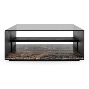 Wendelbo Expose Coffee Table Large 100x100 cm - Dark Emerador Marble w. Smoked Glass/Black Powder Coated Steel