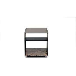 Wendelbo Expose Side Table Small 45x45 cm - Dark Emerador Marble w. Smoked Glass/Black Powder Coated Steel