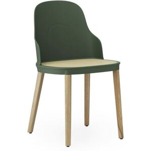 Normann Copenhagen Allez Chair Oak Indoor SH: 45,5 cm - Park Green / Molded Wicker Seat