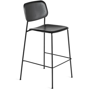 HAY Soft Edge P10 Bar Stool High SH: 75 cm - Black Powder Coated Steel/Black