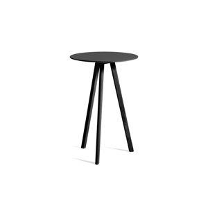 HAY CPH 20 Round Table Ø: 70 cm - Black Lacquered Solid Oak/Black Linoleum
