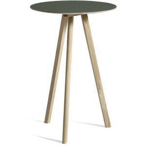 HAY CPH 20 Round Table Ø: 70 cm - Lacquered Solid Oak/Green Linoleum