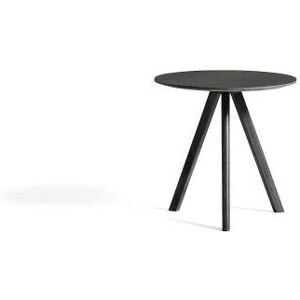 HAY CPH 20 Round Table Ø: 50 cm - Black Lacquered Solid Oak/Black Linoleum