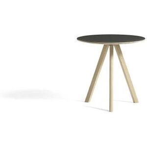 HAY CPH 20 Round Table Ø: 50 cm - Lacquered Solid Oak/Black Linoleum