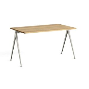 HAY Pyramide Table 01 140x75 cm - Beige Powder Coated Steel/Clear Lacquered Oak