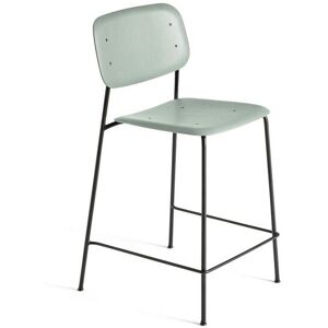 HAY Soft Edge 90 Bar Stool Low SH: 65 cm - Dusty Green/Black Powder Coated Steel