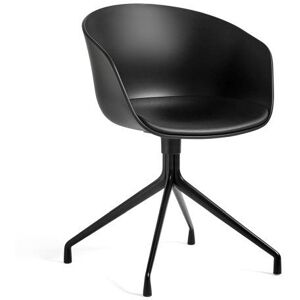 HAY AAC 20 About A Chair w. Fixed Seat Cushion SH: 46 cm - Black Powder Coated Aluminium/Black/Sierra SI1001