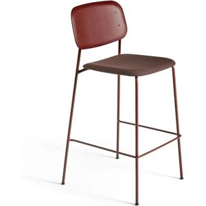 HAY Soft Edge 90 Bar Stool High w. Seat Upholstery SH: 75 cm - Remix 373/Fall Red Stained/Fall Red Powder Coated Steel