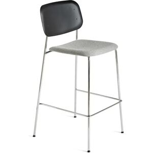 HAY Soft Edge P10 Bar Stool High w. Seat Upholstery SH: 75 cm - Hallingdal 166/Black/Chromed Steel