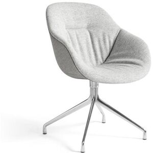 HAY AAC121 Soft Duo About a Chair Spisebordsstol Polstret SH: 47,5 cm - Polished Aluminium/Hallingdal 116/Remix 133