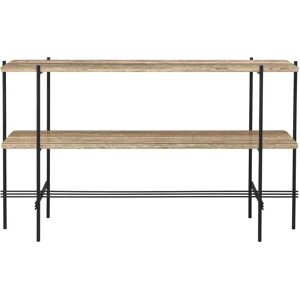 GUBI TS Console 2 Racks 120x30x72 cm - Black Base/Warm Taupe Travertine