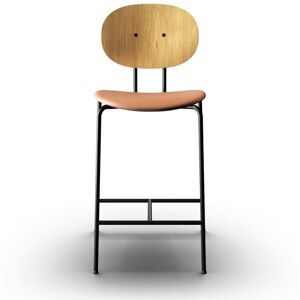 Sibast Furniture Piet Hein Bar Chair SH: 65 cm Black - Oiled Oak/Silk Cognac