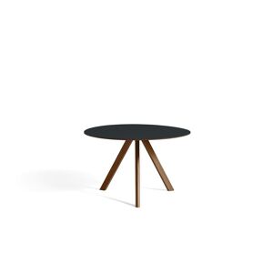 HAY CPH 20 Round Table Ø: 120 cm - Lacquered Solid Walnut/Dark Grey Linoleum