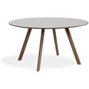 HAY CPH 25 Round Table Ø: 140 cm - Lacquered Solid Walnut/Pebble Grey Linoleum