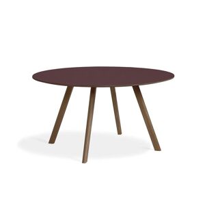 HAY CPH 25 Round Table Ø: 140 cm - Lacquered Solid Walnut/Burgundy Linoleum