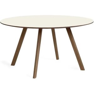 HAY CPH 25 Round Table Ø: 140 cm - Lacquered Solid Walnut/Off White Linoleum