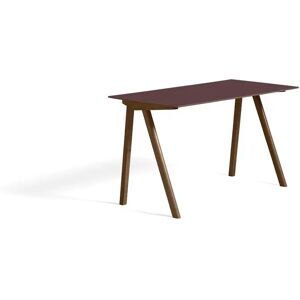 HAY CPH 90 Desk 130x65x74 cm - Lacquered Solid Walnut/Burgundy Linoleum