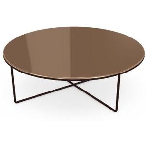 SOVET Piktor Sofabord Ø: 120 cm - Mocha/Glass TobaccoGlass Black