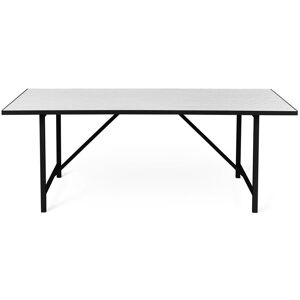 Warm Nordic Herringbone Tile Dining Table L: 203 cm - Pure White/Soft Black