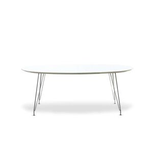 Andersen Furniture DK10 Ovalt Spisebord Med Udtræk 110x190x72 cm - Hvid Laminat/Krom
