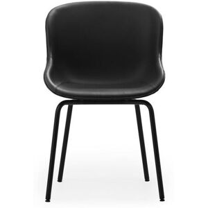 Normann Copenhagen Hyg Spisebordsstol Fuldpolstret SH: 46 cm - Sort Læder/Sort Stål