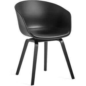 HAY AAC 22 About A Chair w. Fixed Seat Cushion SH: 46 cm - Lacquered Oak Veneer/Black/Sierra SI 1001