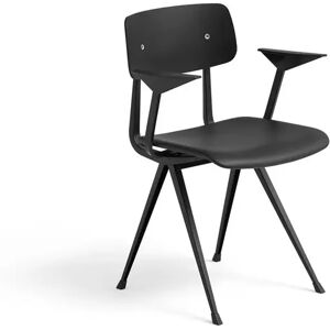 HAY Result Armchair Seat Upholstery SH: 46 cm - Black Powder Coated Steel/Black Oak Veneer/Sense Black