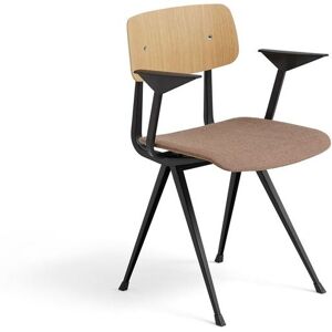 HAY Result Armchair Seat Upholstery SH: 46 cm - Black Powder Coated Steel/Oak Veneer/Canvas 356