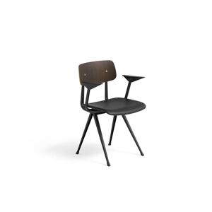 HAY Result Armchair Seat Upholstery SH: 46 cm - Black Powder Coated Steel/Smoked Oak Veneer/Sense Black