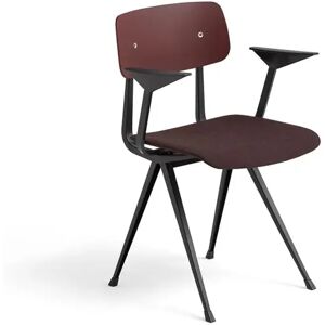 HAY Result Armchair Seat Upholstery SH: 46 cm - Black Powder Coated Steel/Dark Brick Oak Veneer/Remix 373