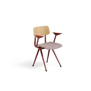 HAY Result Armchair Seat Upholstery SH: 46 cm - Tomato Powder Coated Steel/Oak Veneer/Atlas 621