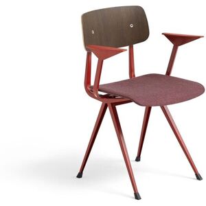 HAY Result Armchair Seat Upholstery SH: 46 cm - Tomato Powder Coated Steel/Smoked Oak Veneer/Atlas 671